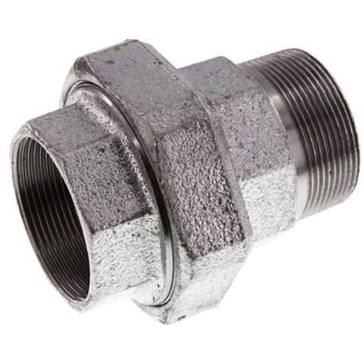 Rp 2'' x R 2'' F/M Verzinkt Gietijzeren Borstnippel 3-delig met Conische afdichting 25 Bar - FL2S-FM-IZ-200R-C
