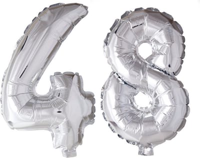 Folieballon 48 jaar Zilver 66cm