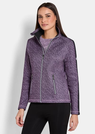 Fleecejack in tricotlook - paars / gemêl. - Gr. 38 van Goldner Fashion