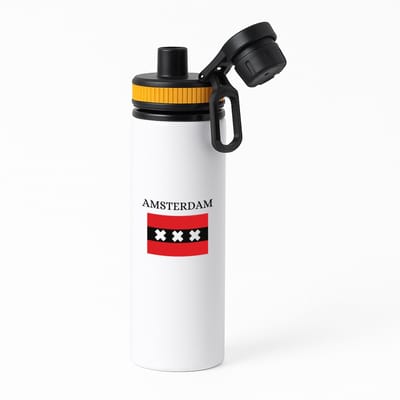 Hacebo® - Amsterdam waterfles met draaidop oranje - Amsterdam - Amsterdammers - Amsterdam liefhebbers - Vlag XXX - Hoofdstad Nederland - water fles - 850ML