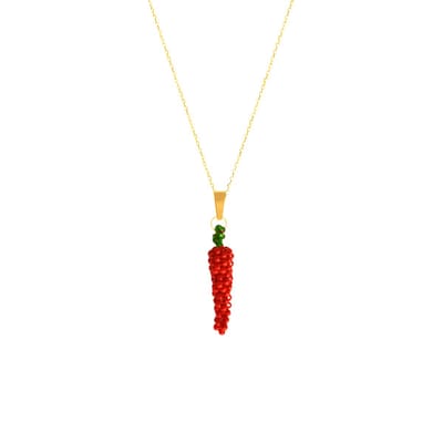 Planet Pink - Ketting met fruitbedeltje peper goud - Stainless Steel - Roestvrij Staal rvs - Waterproof