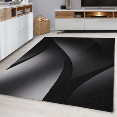 Muratap Plus vloerkleed laagpolig tapijt woonkamer zwart / grijs- 80x300 cm