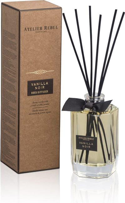 Atelier Rebul Vanilla Noir - Geurstokjes (200ml) - Zoete Kamergeur - Heerlijke Geurverspreider - 8 tot 10 Weken Levensduur