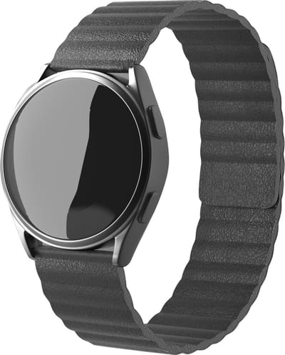 Strap-it Magnetisch leren loop bandje - geschikt voor Samsung Galaxy Watch 7 (40 & 44mm) / Galaxy Watch 6 (Classic) / Galaxy Watch 5 / 5 Pro / Watch 4 / 4 Classic / Watch FE - bandje leer met magneet voor Galaxy Watch 4-5-6 alle varianten - grijs
