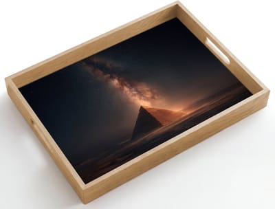 Dienblad hout 50x35 cm - Schootdienblad - Piramide - Woestijn - Licht - Borrelplank rechthoek - Plateau dienbladen