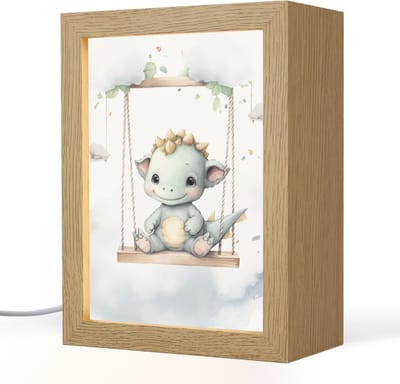 Nachtlampje 15x20 cm - Kinder lampje - Draak - Baby dier - Kinderen - Tafellamp kinderkamer - Slaapkamer lamp - Bedlamp kinderen - Kinderlampje stopcontact - Wandlamp babykamer - Nachtlampjes