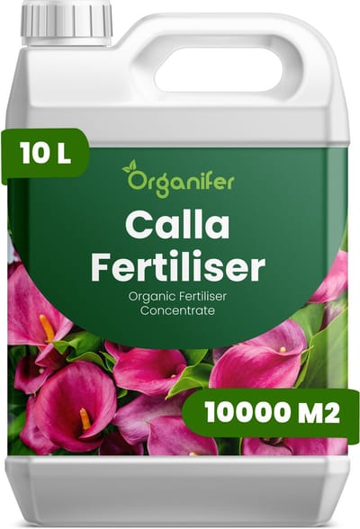 Vloeibare Meststof Voor Calla 10 L Voor 10000 M2 - Npk 3-4-3 - Krachtige Groei - Elegante Bloemstelen - Wortelstokontwikkeling - Grotere Bloemen - Langere Stelen - Verlengde Bloeiperiode - Plantvitaliteit - Organifer