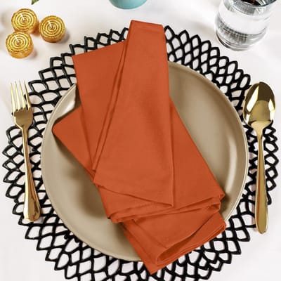 Famanu - Stoffen Servetten – 12 Stuks 46x46 cm – Wasbaar en Herbruikbaar – Voor Restaurant, Feest en Diner (Oranje)