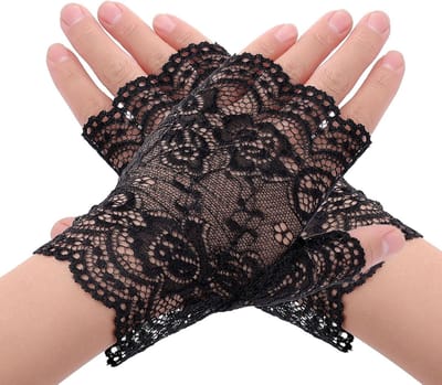 Elegante Korte Kanten Vingerloze Handschoenen voor Bruiloften, Theepartijen en Kostuums - Zomer Accessoires met Bloemenmotief
