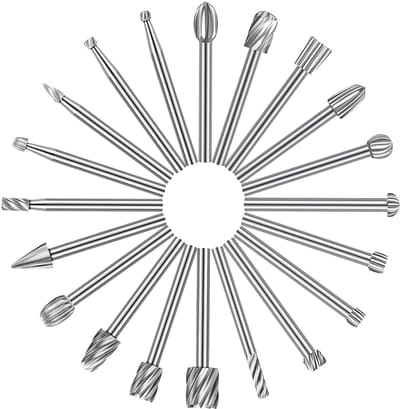 Dailygoods- Graveerbiten Set - 20 Stuks - HSS Houtsnijbits - 1/8" (3mm) Schacht - Duurzaam - Accessoires voor Houtbewerking - Frezen