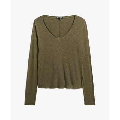 Superdry - Jersey top met V-hals en lange mouwen - Dames