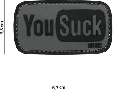 101 Inc Embleem 3D Pvc You Suck Grijs Zwart  14068