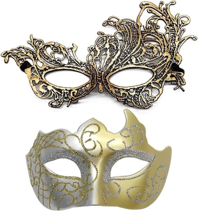 Set van 2 Verfijnde Venetiaanse Maskers voor Halloween en Carnaval, Elegante en Mysterieuze Ball Masks, Delicate Kant en Uniek Ontwerp