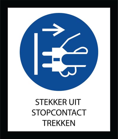 Bord ISO7010 Geboden Stekker uit stopcontact trekken 20 x 24 cm