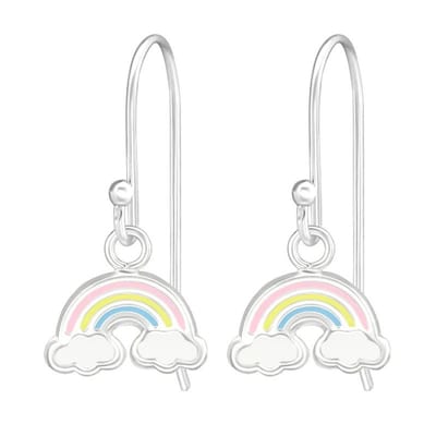 Aramat Jewels | Oorhangers | KLeurrijke Regenboog Oorbellen voor Kinderen’ | | | |9mm | Zilver | Kinderen | Verkleurd niet
