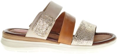 Jana Gouden Cognac Lederen Slipper Comfort maat 36
