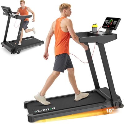 BIGZZIA Loopband met 10% helling - 3-IN-1 opvouwbare Loopband - 1-12 km/u instelbaar - Motor 3,0 pk - LED-scherm - Oppervlak 40 x 97 cm - Elektrische loopband max. 150 kg