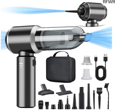 Handstofzuiger - Draadloze Blazepomp - Auto Keuken PC - 3-in-1 Multifunctioneel - 18000PA - Zilver Grijs