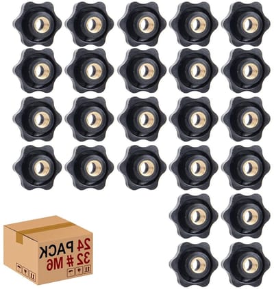 Set van 24 Spanningsknoppen M6 met een Buitendiameter van 32 mm en Geribbelde Draad voor Machines, Meubels en Gereedschap