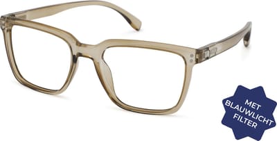 Leesbril Vista Bonita CUBO XL – Sterkte +1.50 - Kleur Desert Brown – Met blauwlichtfilter – Groot model – Uitstekende pasvorm – Perfect voor schermgebruik – Lichtgewicht en met flexveren – Inclusief briletui en doekje
