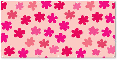 Tuinposter 200x100 cm - Tuindecoratie Bloemen - Patroon - Roze - Poster voor in de tuin - Buiten decoratie - Schutting tuinschilderij - Tuindoek muurdecoratie - Wanddecoratie balkondoek