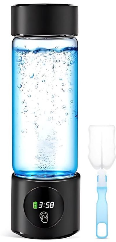 Waterstof Generator - 420 ml Waterfles met Waterstoftherapie - 12000 PPB Waterstof - 3-in-1 Multifunctioneel- H2 + Hydrogeen generator- Draagbare Elektrische Waterfilterfles+Mooie bekerhoes