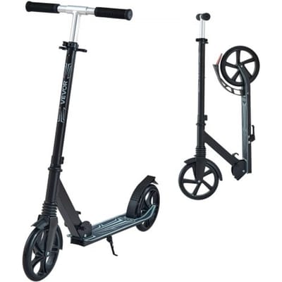 VEVOR Step (2 wielen) voor kinderen vanaf 8 jaar, stadsstep, kinderstep, straatstep met in hoogte verstelbaar stuur, antislip deck en opvouwbaar frame, step tot 100 kg, zwart