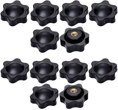 Dailygoods- Vleugelmoeren Set van 12 - Zwarte Stergreepmoeren - M8/M6 - Ergonomisch - Antislip - Duurzaam Kunststof - 38 mm Kopdiameter - Handgreepmoer