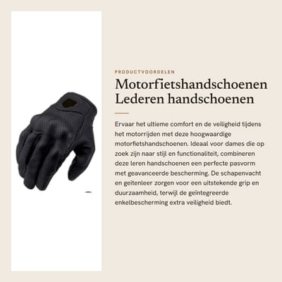 Dailygoods- Motorhandschoenen Schapenvacht - Lederen Handschoenen - Vingers Volledig - Touchscreen - Waterdicht - Geïntegreerde Enkelbescherming - Motorfiets Handschoenen