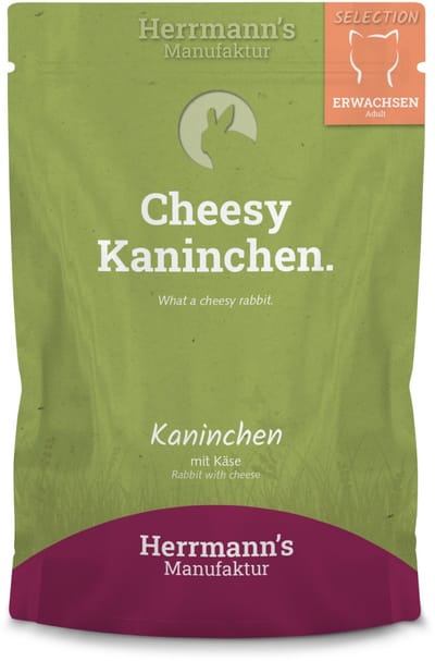Herrmann's Selection kat Konijn met kaas 100 gr. - per 12 stuks