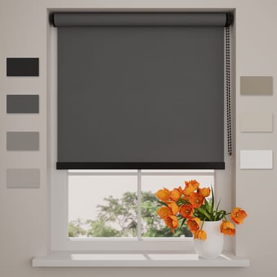 DTCH® Rolgordijn Verduisterend - Easy Royal - Antraciet - 60 x 190 cm - Rolgordijn zonder boren - Maten van 40 t/m 240 cm breed
