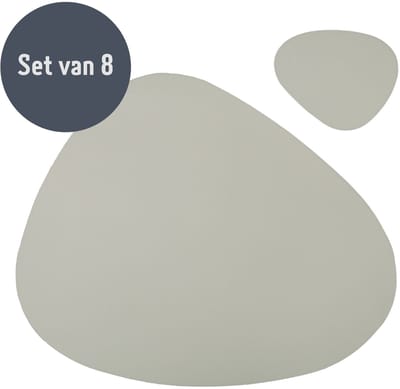 Krumble Placemat en onderzetter - 8 stuks - Design placemat set met onderzetter - PU leer - Zilver