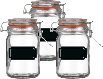 Weckpot/inmaakpot - 4x - 250 ml - glas - met beugelsluiting - incl. etiketten