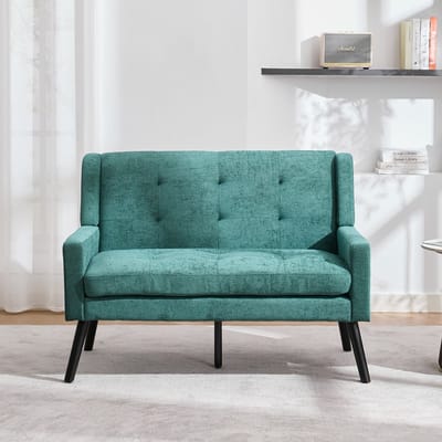 MODFU - 2-Zits Zitbank - Gecapitonneerde Rugleuning - Retro - Voor Woonkamer - Linnen Bekleding - Retro Groen