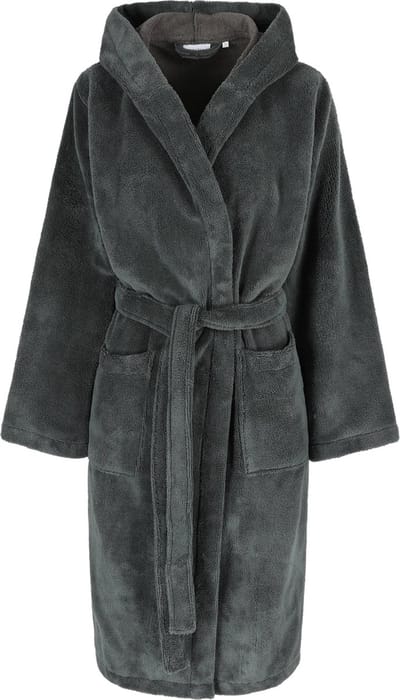 Casilin - Badjas Teddy voor Dames en Heren - Maat XXL - Voor Volwassen - Met capuchon - Badstof, Fleece, Katoen - Absorberend - Wasmachinebestendig - Donkergrijs