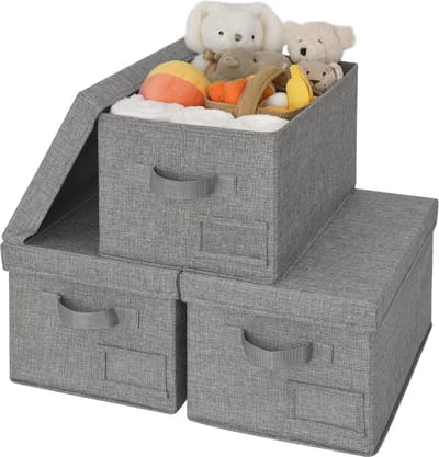 QPFO® Opbergboxen met Deksel Set van 3 - Stofdichte Opbergdozen voor Kleding en Huishoudelijke Organisatie