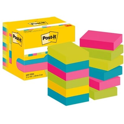 POST-IT notitieblaadjes Notes, diverse kleuren, 51 mm x 38 mm, pak van 12, 4 kleuren