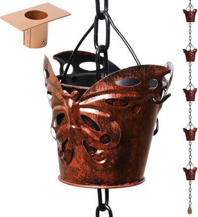 Regenketting - Waterafvoer - Tuindecoratie - Vlinder design - 268 cm - Bronsbruin