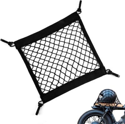 Bagagenet - 30 x 30 cm - Voor Fiets, Scooter & Motor - Hoge Elasticiteit - Inclusief 4 Sterke Haken - Zwart
