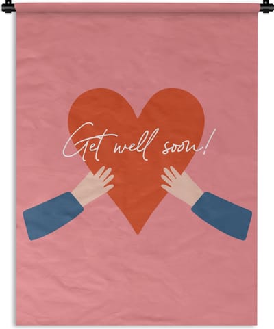 Wandkleed - Wanddoek - Beterschap - Quote - Hand - 90x120 cm - Wandtapijt