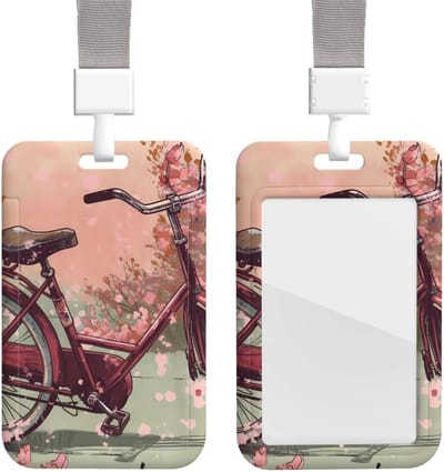 ID Badge Houder - Kaarthouder Lanyard - Werk Identificatie - Waterdicht Ontwerp - 11 x 7 cm - Fiets Illustratie