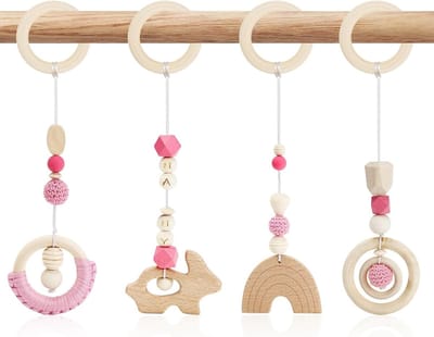 Houten Speelboog voor Baby's vanaf 0 Maanden, Activiteitenboog voor Meisjes en Jongens, Speelgoed voor in de Kinderwagen en Autostoel