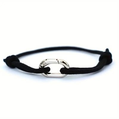 Bovista Armband - Staal - Nep Zilver - Heren - Zwart