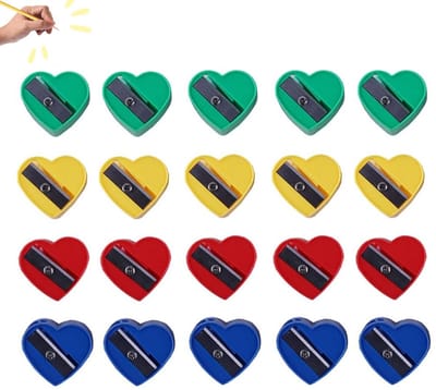 20 stuks - Mini puntenslijpers - Handmatige puntenslijpers - Kleurrijke hartvormige puntenslijpers - Herbruikbare handmatige puntenslijpers met één gat - Kleine puntenslijpers - Draagbare puntenslijpers - Geschikt voor schoolbenodigdheden