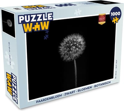 Puzzel Paardenbloem - Zwart - Bloemen - Botanisch - Legpuzzel - Puzzel 1000 stukjes volwassenen