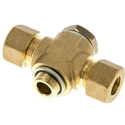 12mm & G3/8'' Brass T-stuk Knelfitting Buitendraad 75bar Verzinkt staal, met NBR inzet DIN EN 1254-2