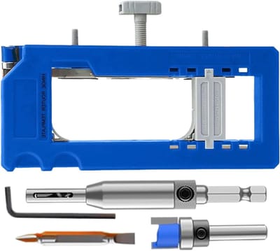 Scharnier freesmal - Deuropener mal - Deuren plaatsen - Tool-free precisie - 200 x 89 x 55 mm - Blauw
