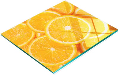 Glazen snijplank met afbeelding van sinaasappelschijfjes, 60x52 cm