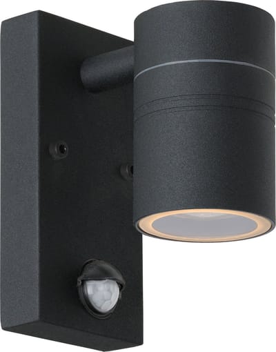 Lucide ARNE-LED IR - Wandspot / Wandlamp Binnen/Buiten - Ø 6,3 cm - LED - GU10 - 1x5W 2700K - IP44 - Beweging & dag/nacht sensor - Zwart