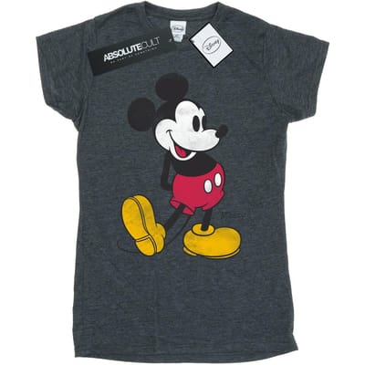 Disney Dames/Dames Mickey Mouse Klassiek Kick Katoenen T-Shirt (Donkere Heide)